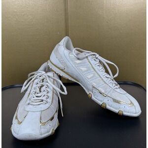 Danskin Now Libby White Gold Sneakers Leather Upper Size 8 1/2 Non Marking